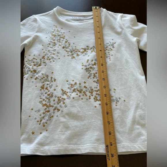 Crewcuts Gold Silver Sparkly Star Long Sleeve Crewneck Shirt Size Girls S (6/7) - Picture 7 of 7